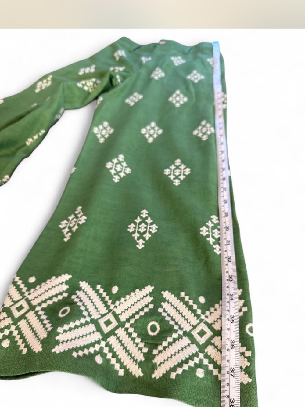 Haute Hippie Green Wide-Leg Embroidered Pants size 4 - Picture 8 of 8